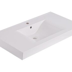 Wiesbaden Tigris wastafel glans wit 100x46x8 cm met kraangaten kunstmarmer