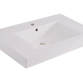 Wiesbaden Tigris wastafel glans wit 80x46x8 cm met kraangaten kunstmarmer