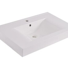 Wiesbaden Tigris wastafel glans wit 60x46x8 cm met kraangaten kunstmarmer