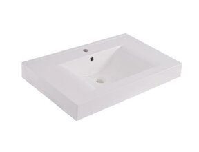 Wiesbaden Tigris wastafel glans wit 60x46x8 cm met kraangaten kunstmarmer