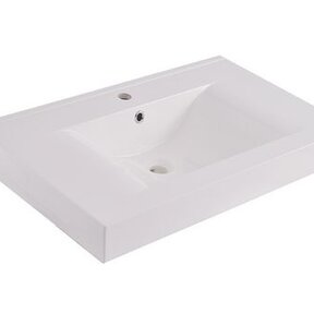 Wiesbaden Tigris wastafel glans wit 60x46x8 cm met kraangaten kunstmarmer