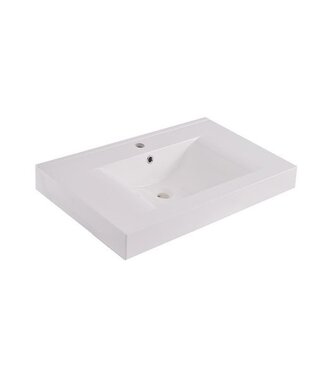 Wiesbaden Wiesbaden Tigris wastafel glans wit 60x46x8 cm met kraangaten kunstmarmer