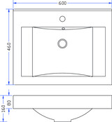 Tigris wastafel glans wit 60x46x8 cm met kraangaten kunstmarmer Tigris wastafel glans wit 60x46x8 cm met kraangaten kunstmarmer