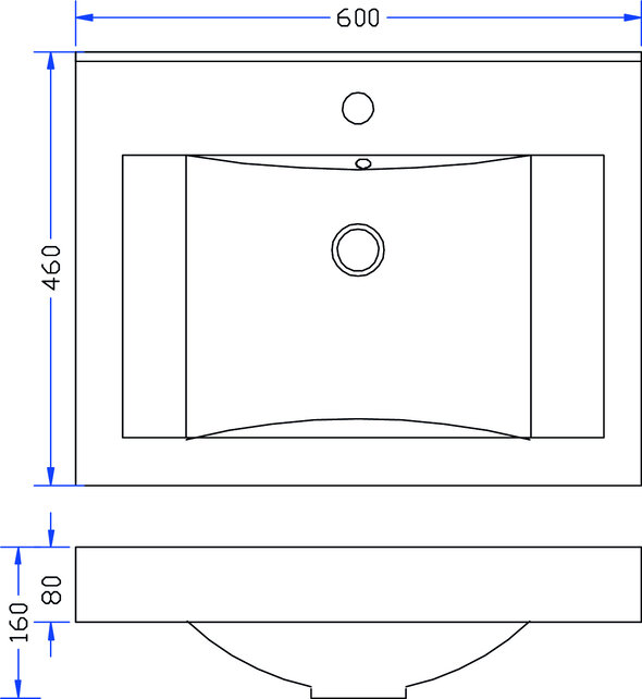 Tigris wastafel glans wit 60x46x8 cm met kraangaten kunstmarmer Tigris wastafel glans wit 60x46x8 cm met kraangaten kunstmarmer