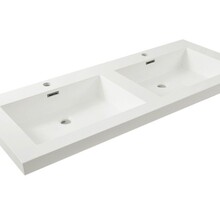 Wiesbaden wastafel glans wit Vision 120x46x5,5 cm dubbel met kraangaten kunstmarmer