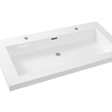 Wiesbaden wastafel glans wit Vision 100x46x5,5 cm met 2 kraangaten kunstmarmer