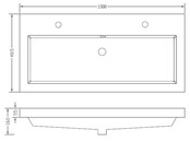 Wastafel glans wit Vision 100x46x5,5 cm met 2 kraangaten kunstmarmer