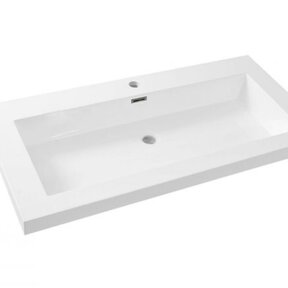 Wiesbaden wastafel glans wit Vision 100x46x5,5 cm met kraangat kunstmarmer