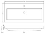 Wastafel glans wit Vision 100x46x5,5 cm met kraangat kunstmarmer