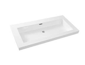 Wiesbaden wastafel glans wit Vision 100x46x5,5 cm zonder kraangat kunstmarmer