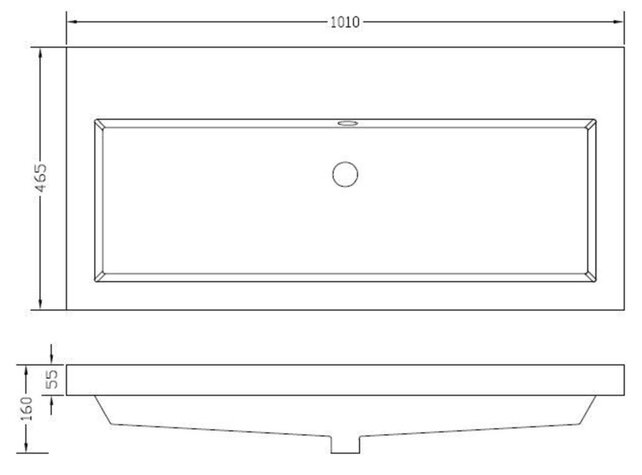 Wastafel glans wit Vision 100x46x5,5 cm zonder kraangat kunstmarmer