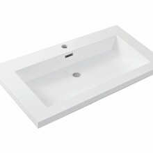 Wiesbaden wastafel glans wit Vision 80x46x5,5 cm met kraangat kunstmarmer