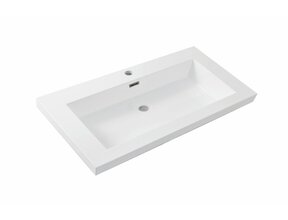 Wiesbaden wastafel glans wit Vision 80x46x5,5 cm met kraangat kunstmarmer