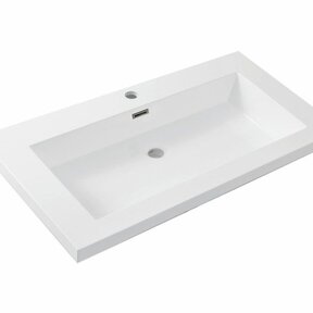 Wiesbaden wastafel glans wit Vision 80x46x5,5 cm met kraangat kunstmarmer