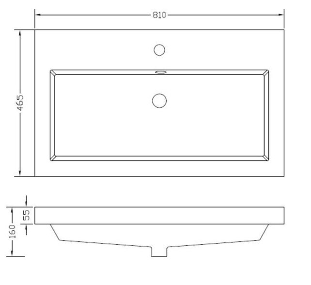 Wastafel glans wit Vision 80x46x5,5 cm met kraangat kunstmarmer Wastafel glans wit Vision 80x46x5,5 cm met kraangat kunstmarmer