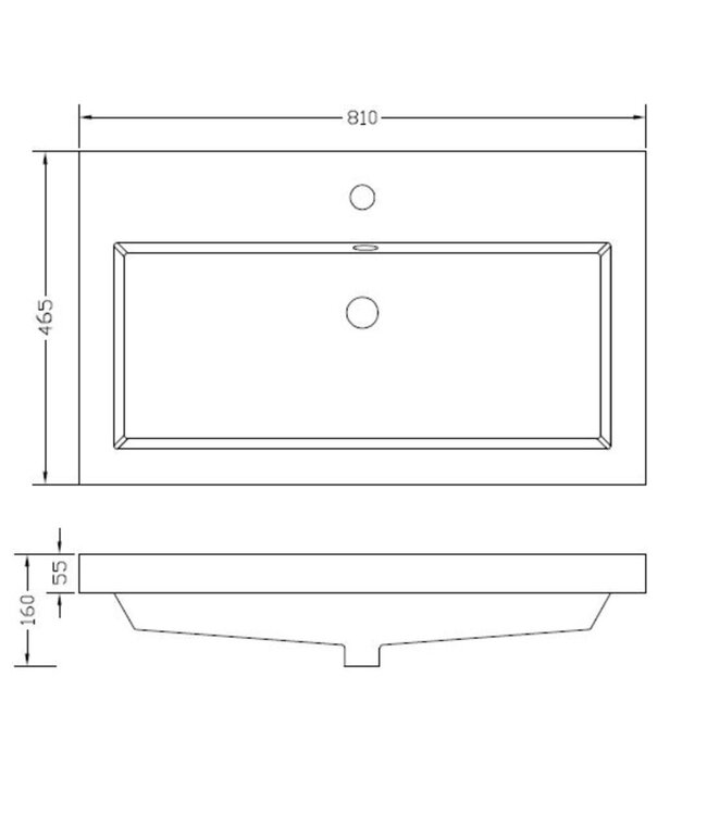 Wastafel glans wit Vision 80x46x5,5 cm met kraangat kunstmarmer