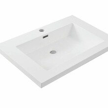 Wiesbaden wastafel glans wit Vision 60x46x5,5 cm met kraangat kunstmarmer