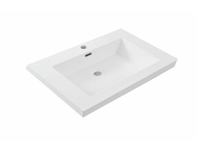 Wiesbaden wastafel glans wit Vision 60x46x5,5 cm met kraangat kunstmarmer