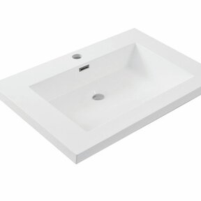 Wiesbaden wastafel glans wit Vision 60x46x5,5 cm met kraangat kunstmarmer