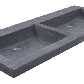 Wiesbaden Wastafel Hardsteen Raw 120x46x5 cm dubbel met 2 kraangaten