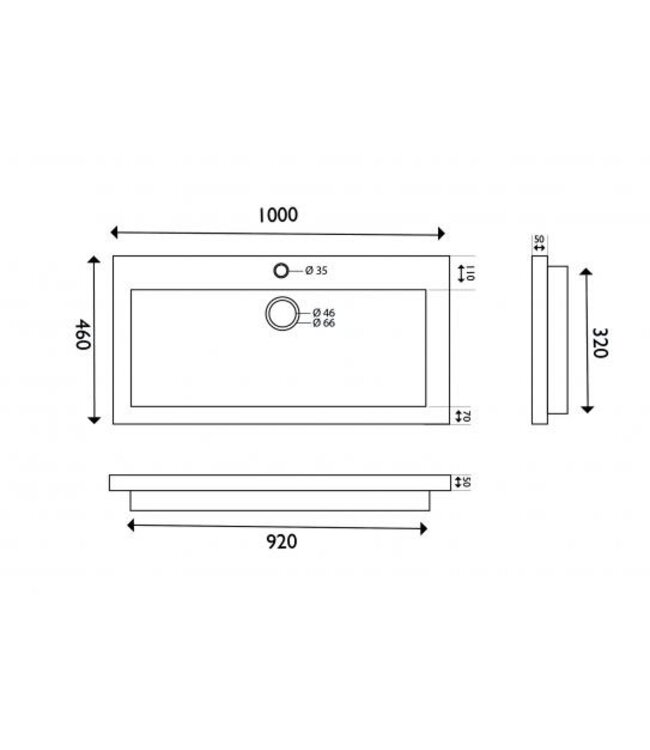 Wiesbaden Wastafel Hardsteen Raw 100x46x5 cm met 1 kraangat