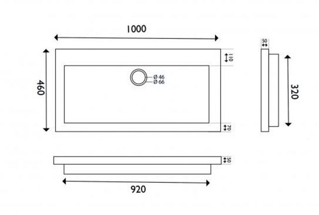 Wastafel Hardsteen Raw 100x46x5 cm zonder kraangat