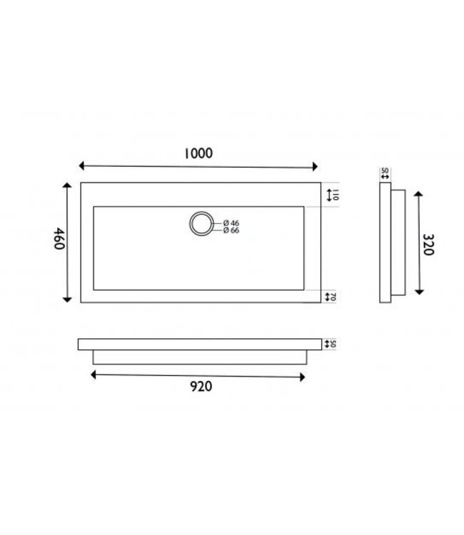 Wiesbaden Wastafel Hardsteen Raw 100x46x5 cm zonder kraangat