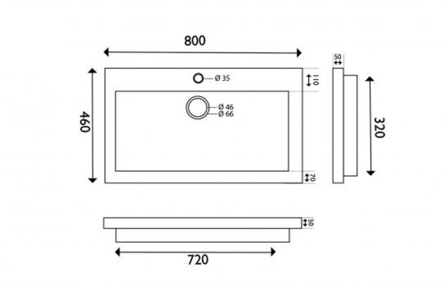 Wastafel Hardsteen Raw 80x46x5 cm met kraangat