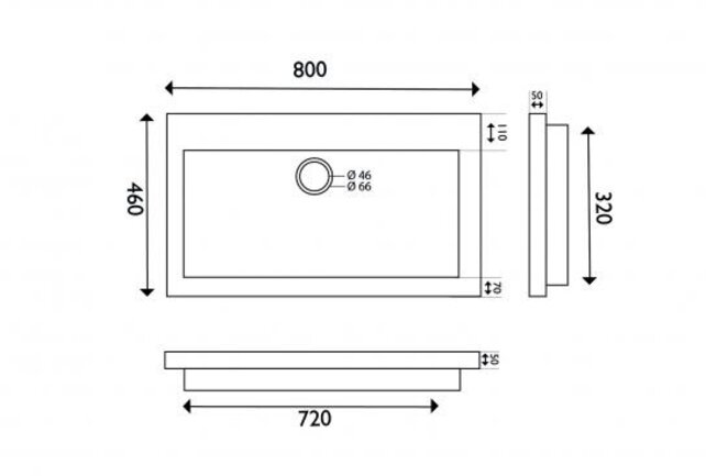Wastafel Hardsteen Raw 80x46x5 cm zonder kraangat