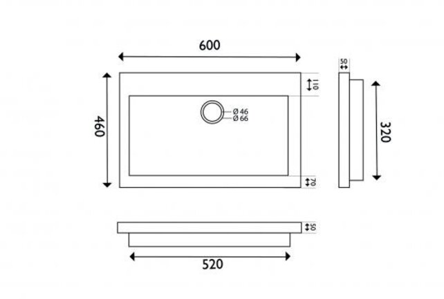 Wastafel Hardsteen Raw 60x46x5 cm zonder kraangat