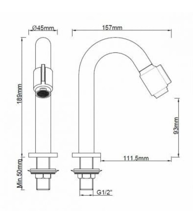 Wiesbaden Victoria luxe fonteinkraan geborsteld Staal 1/2''