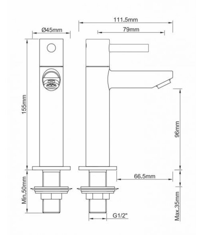 Wiesbaden Amador XL fonteinkraan Geborsteld Borns Koper met Kiwa keurmerk 1/2"
