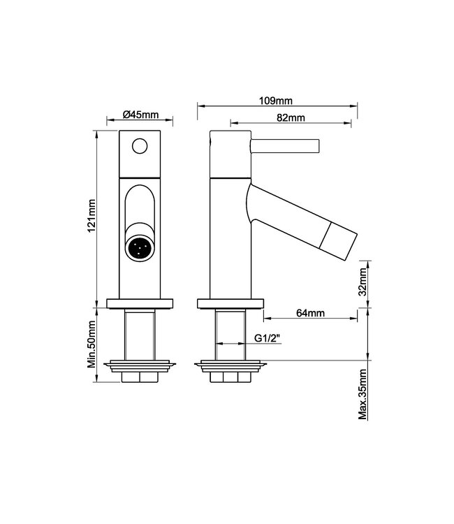 Wiesbaden Benga fonteinkraan Chroom Kiwa 1/2"