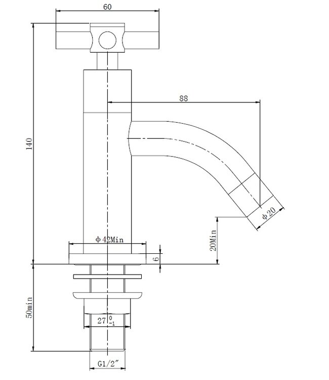 Wiesbaden Carine Chroom fonteinkraan Kiwa 1/2"