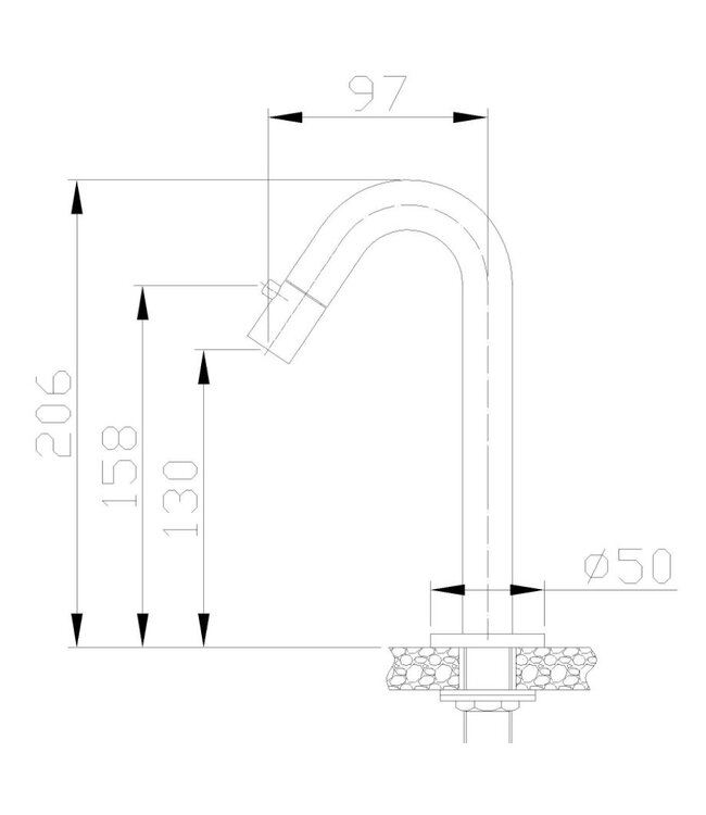 Wiesbaden fonteinkraan Metro Mat Zwart - 22.4007