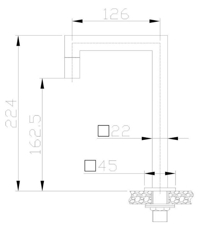 Xellanz Fonteinkraan Kappa Chroom met Hoekige uitloop - 22.4001