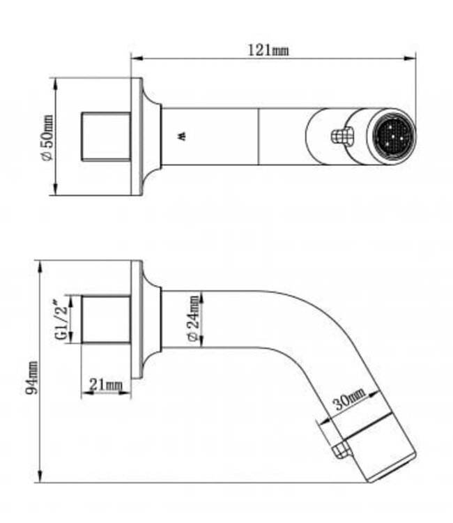 Wiesbaden Sophia Inbouw Fonteinkraan Mat Zwart 12cm - 22.2750