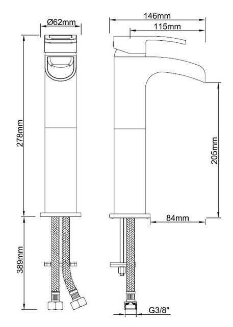 Wiesbaden Alegra wastafelkraan waterval Chroom Hoog - 29.4211