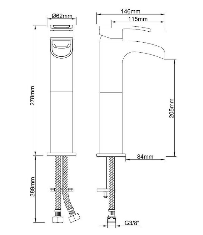 Wiesbaden Alegra wastafelkraan waterval Chroom Hoog - 29.4211