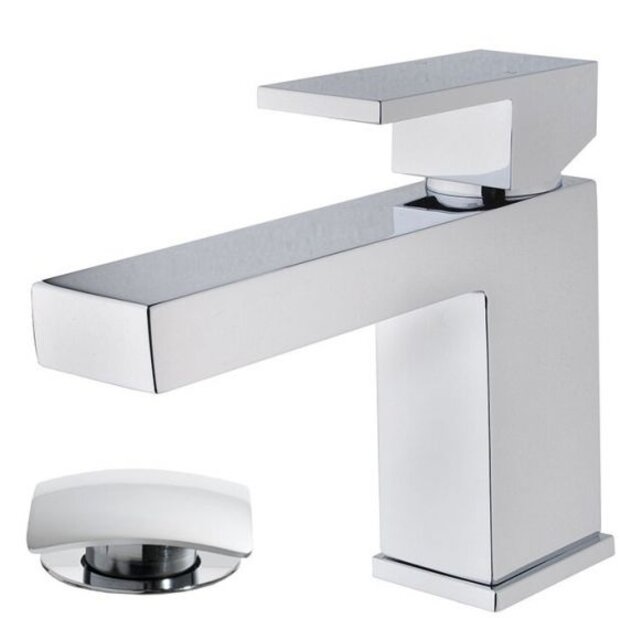 Wiesbaden Rombo wastafelkraan Chroom met waste vierkant - 29.4190