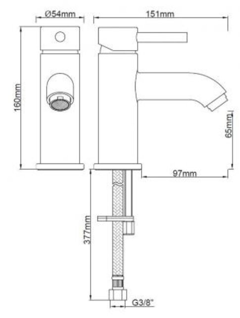 Wiesbaden Cadans wastafelkraan mat zwart rond - 29.2102