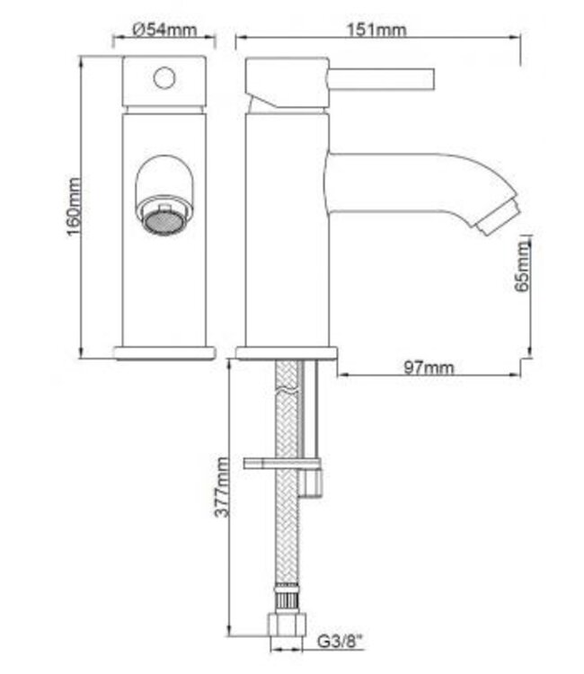 Wiesbaden Cadans wastafelkraan mat zwart rond - 29.2102