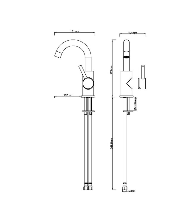 Wiesbaden Caral wastafelkraan Gun Metal draaibaar uitloop rond - 29.7114