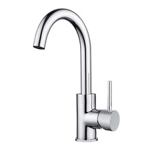 Wiesbaden Ribbd wastafelkraan Coldstart Chroom draaibaar uitloop - 29.5320