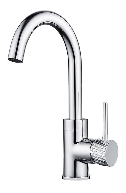 Wiesbaden Ribbd wastafelkraan Coldstart Chroom draaibaar uitloop - 29.5320