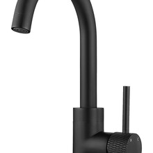 Wiesbaden Ribbd wastafelkraan Coldstart Mat Zwart draaibaar uitloop - 29.5322