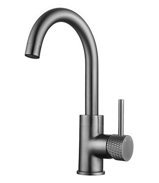 Wiesbaden Wiesbaden Ribbd wastafelkraan Coldstart Gun metal draaibaar uitloop - 29.5323