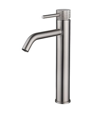 Wiesbaden Wiesbaden Ribbd XL wastafelkraan Geborsteld Staal Hoog - 29.5311