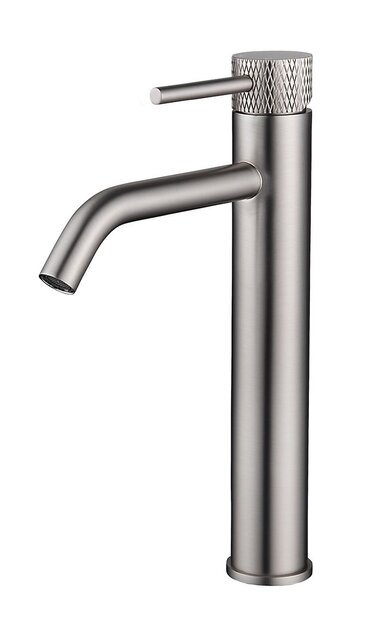 Wiesbaden Ribbd XL wastafelkraan Geborsteld Staal Hoog - 29.5311 Wiesbaden Ribbd XL wastafelkraan Geborsteld Staal Hoog - 29.5311