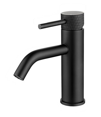 Wiesbaden Wiesbaden Ribbd wastafelkraan Mat Zwart Laag - 29.5303